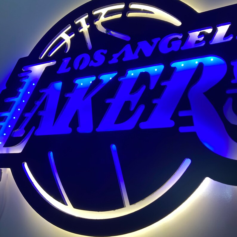Wall Sign 3D Los Angeles Lakers Wall Decor Led Light Wall Etsy