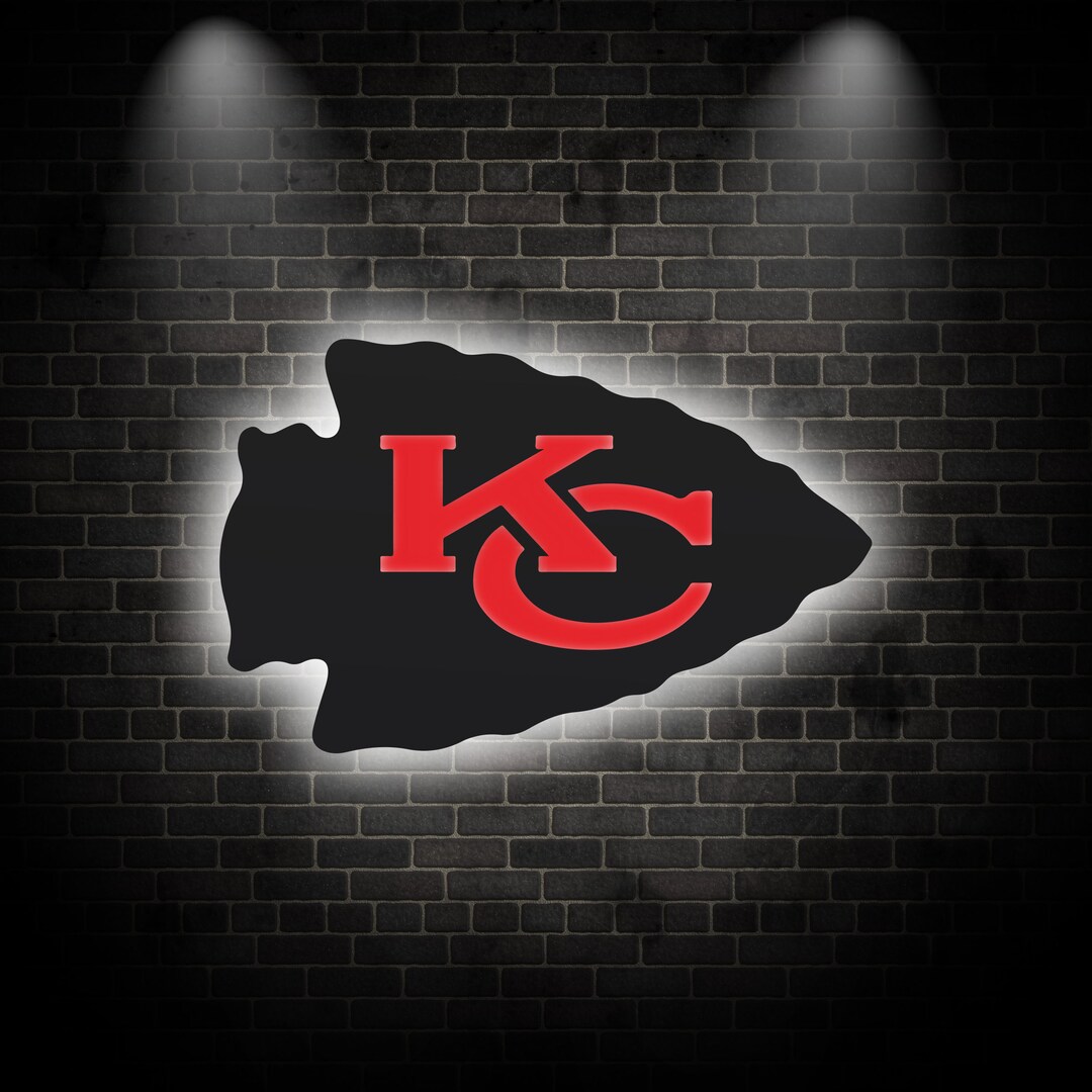 Kansas City Chiefs LED Lit Wall Sign, Kc Chiefs Led Sign, Kc Chiefs