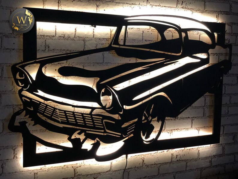 Wall Sign 3D Classic Car Wall Decor Led Light Wall Decor Etsy