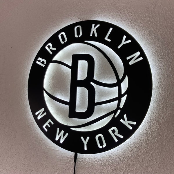 Brooklyn Nets Wanddekor, LED-Schild für die Wand, Brooklyn Nets LED-Schild, Brooklyn Nets Wandkunst, LED-Schild für die Wand, NBA Wanddekore