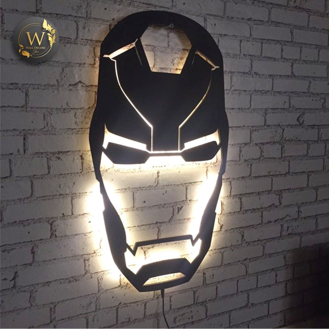 Wall Sign 3D Iron Man Wall Decor Led Light Wall Decor Etsy