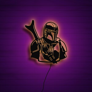 The Mandalorian Wall Sign, Mandalorian Wall Decor, Led Sign for Wall ...