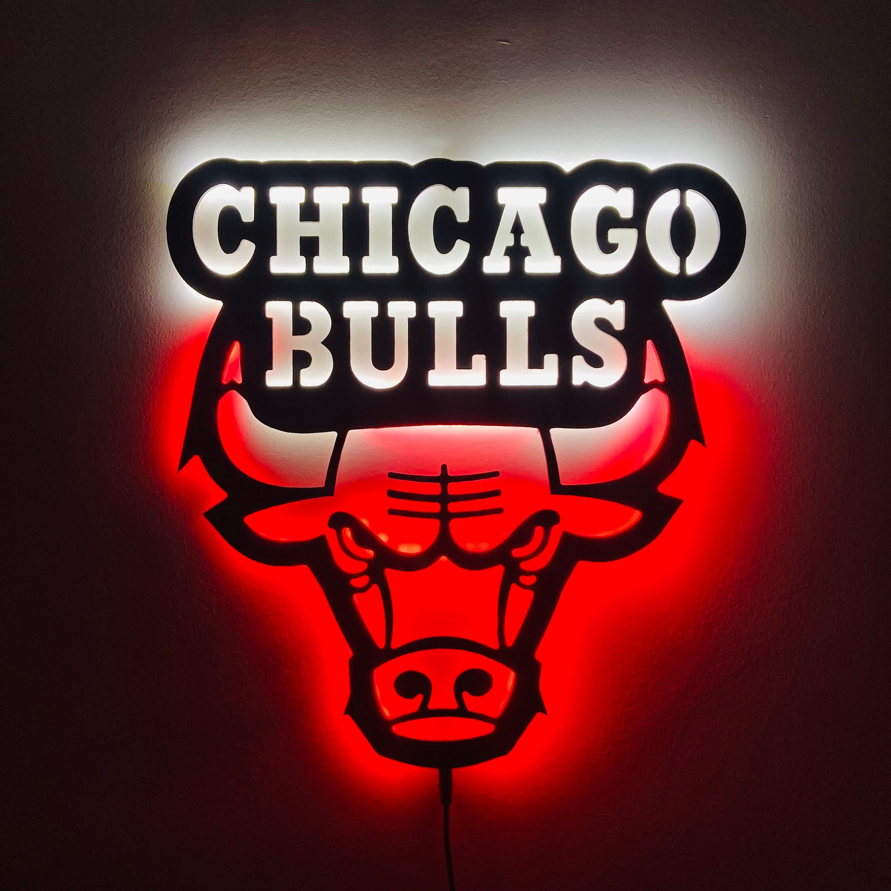 Chicago Bulls Led Sign Chicago Bulls Wall Decor Led Light Wall Decor 3d Led Sign Chicago Bulls Wall Art Led Sign For Wall Wall Sign 3d PT54116