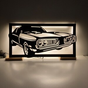 Wall Sign 3D, Dodge Charger Wall Decor, Led Light Wall Decor, Composite ...