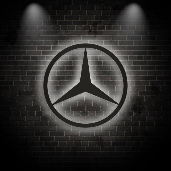 Mercedes Benz LED Schild Wanddekoration, Mercedes Licht Lampe, Geschenk für Mercedes Fan, personalisiertes Geschenk, Geschenk für Ihn, Geburtstagsgeschenk