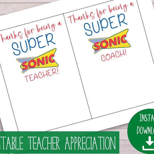 Sonic Teacher Appreciation Card, National Teacher Appreciation, Teacher Thank You Card, Coach Appreciation Card