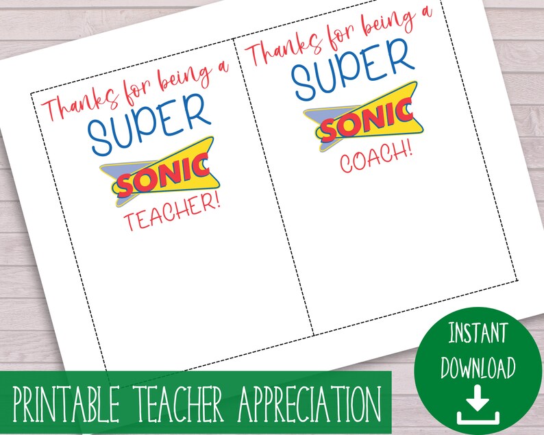 Sonic Teacher Appreciation Card, National Teacher Appreciation, Teacher