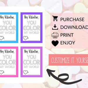 Class Valentines Printables, Colorful Valentines Cards - Etsy