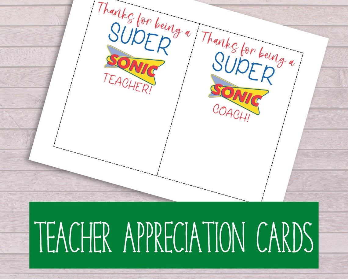 Sonic Teacher Appreciation Card, National Teacher Appreciation, Teacher ...
