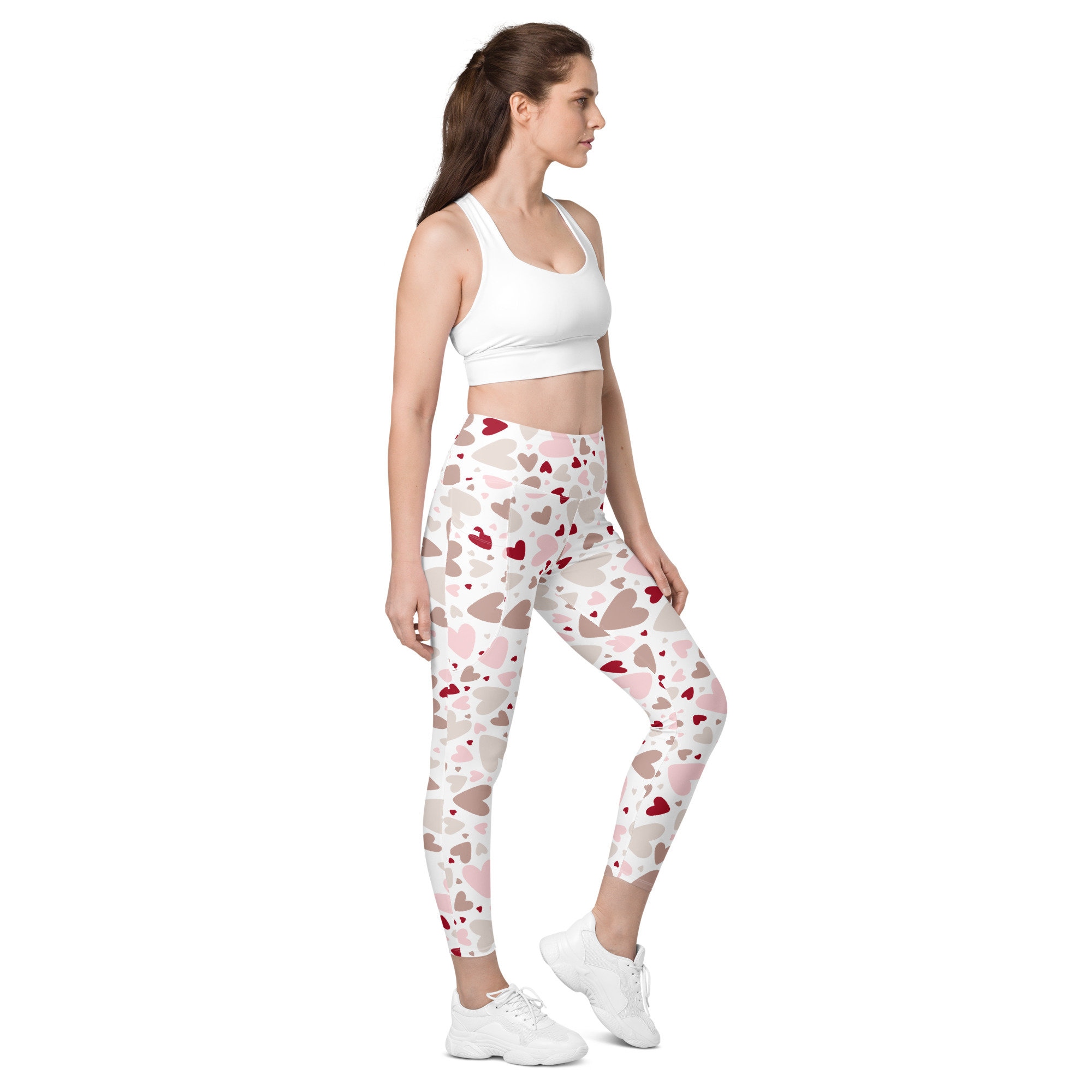 Leggings with pockets - ELLIE LOVE yellow pink - Bold heart print main image 0
