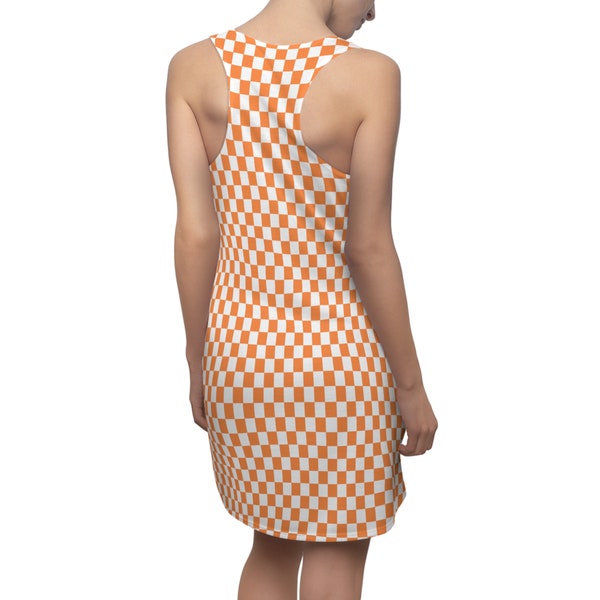 Orange Checkerboard Racerback Dress, Checkerboard dress, tennessee dress, gameday dress