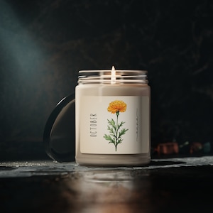 Personalized Birthflower Candle, Customized Candle, Birth flower, Birthday Candle, Candle Gift, Womens Gift, Birthday Gift
