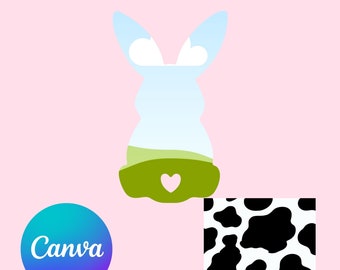 Bunny Backside Doodle Design, Easter Canva Frame, SVG Doodle Frame, Bunny SVG, Easter Bunny svg, Bunny Design, Easter Art