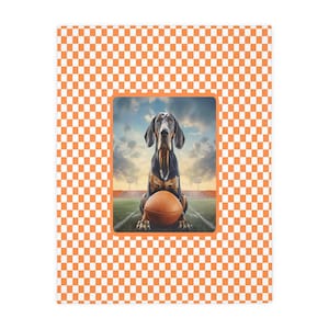 Orange Checkerboard Velveteen Minky Blanket, Tennessee Plush Blanket, Rocky Top Blanket, Orange Checkered Blanket