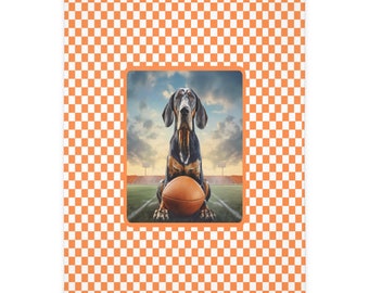 Orange Checkerboard Velveteen Minky Blanket, Tennessee Plush Blanket, Rocky Top Blanket, Orange Checkered Blanket