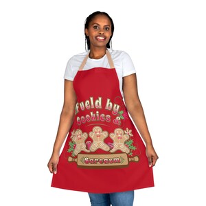 Fueld By Cookies and Sarcasm Apron, Cooking Apron, Christmas Apron, Christmas Apron, Cute Christmas Apron