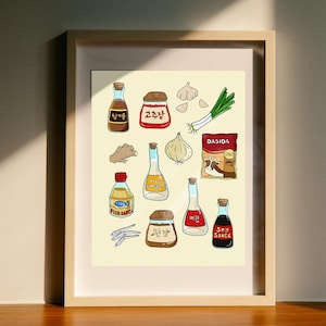 Druckbares koreanisches Essen Zutaten Poster | koreanische Küche | koreanisches Essen | Wohnkultur | koreanisches Geschenk | Wanddekoration | koreanische Kunst