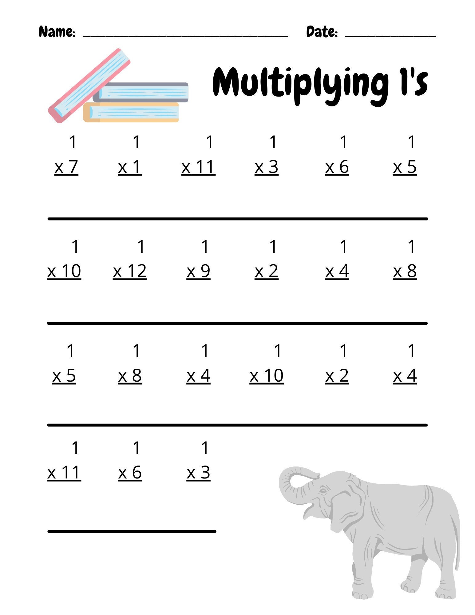 12 elementary multiplication worksheets etsy