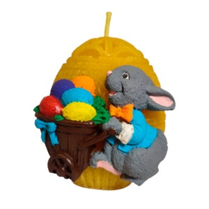 Beeswax candle | 3D Easter egg candle | Easter | Rabbit with egg cart | Spring egg | Easter decoration 60 x 70 x 70 mm; 165 grams