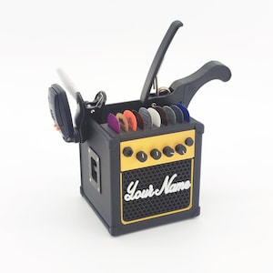 Personalisierter Gitarrenverstärker Stift-Plektrum-Pick-Halter mit Geheimfach – Schreibtisch-Organizer für Musikliebhaber