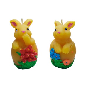 Beeswax candle | Cute eggshell bunny candle with flowers | Easter | Easter bunny candles | Easter decoration