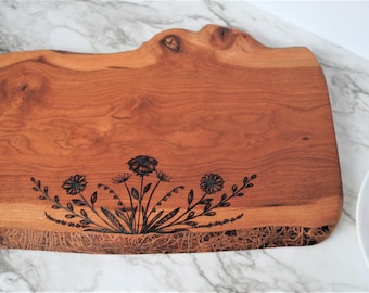 Handcrafted Wildflower Cutting/Charcuterie Board With Live Edges