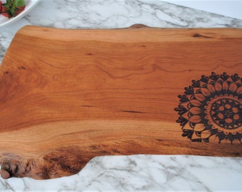 Handcrafted Mandala Cutting/Charcuterie Board With Live Edges