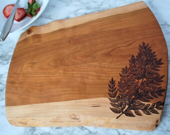 Handcrafted Fern Cutting/Charcuterie Board With Live Edges