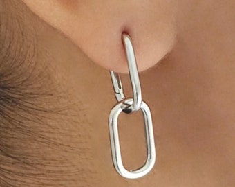 Silver hoop earrings, minimalist jewellery, sterling silver hoops, dainty jewellery, gifts for her, layering jewellery, oval hoops silver