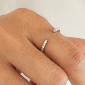 Dainty ring sterling silver, thin silver ring band, silver stacking rings, minimalist ring, open diamond ring band, gifts for her