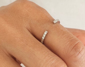 Dainty ring sterling silver, thin silver ring band, silver stacking rings, minimalist ring, open diamond ring band, gifts for her