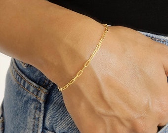 Paperclip link bracelet, link chain bracelet, minimalist bracelet, dainty bracelet, stacking bracelet, paper clip bracelet, gifts for her
