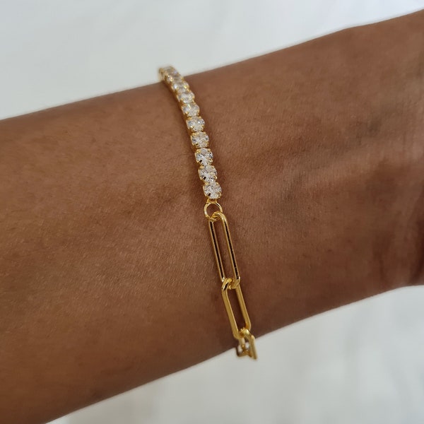 Gold Tennis Bracelet, Minimalist bracelet, Dainty Bracelet, stacking bracelets, Gift for Her