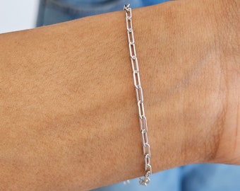 Silver paperclip link bracelet, link chain bracelet, minimalist bracelet, dainty bracelet, stacking bracelet, gifts for her