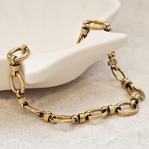 Oval link chain bracelet, waterproof jewellery, non tarnish bracelet, stacking gold bracelet, gift for her, water safe jewellery