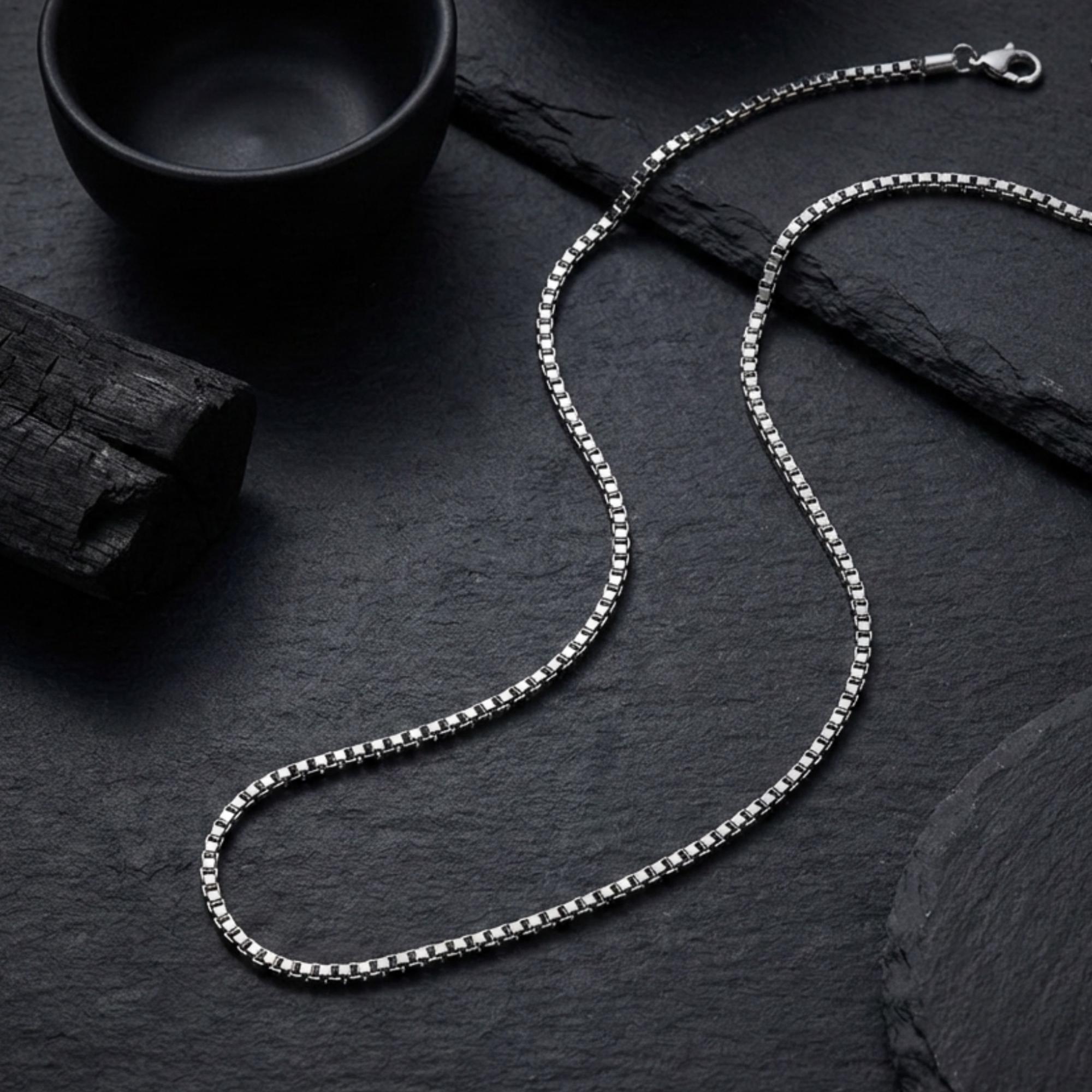Mens Box Chain Necklace, Mens Silver Chain, Waterproof Non Tarnish ...