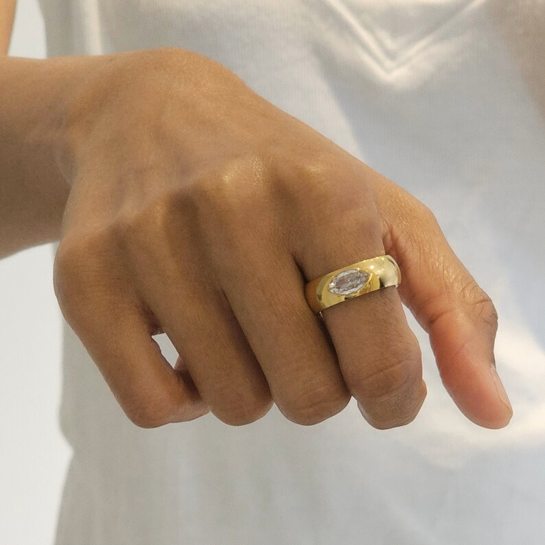 tarnish free statement minimalist diamond ring
