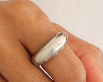 Silver dome ring, chunky bold signet ring, stackable ring, minimalist ring, thick silver ring,  chunky rings, stacking rings, gifts for her
