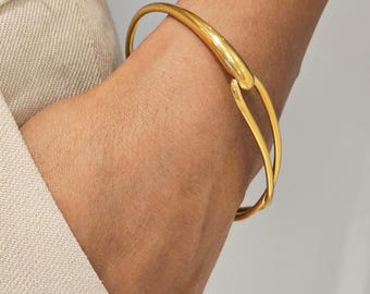 Gold cuff bangle, gold cuff bracelet, 18ct gold plated stacking bangles, waterproof jewelry, minimalist jewelry, gifts for her