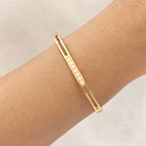 Gold diamond cuff bangle, bangle bracelet, minimalist bangle, stacking bangle, stackable bracelet, minimalist bracelet, perfect gift for her