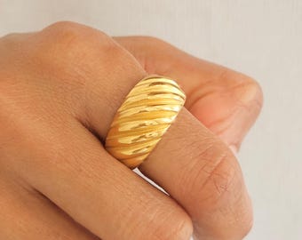 Dikke koepelvormige draairing, dikke zegelring, stapelbare ring, minimalistische ring, dikke gouden ring, stapelringen, cadeaus voor haar