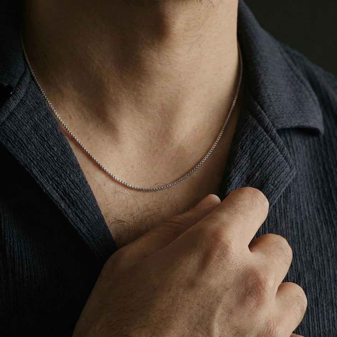 Mens Box Chain Necklace, Mens Silver Chain, Waterproof Non Tarnish ...