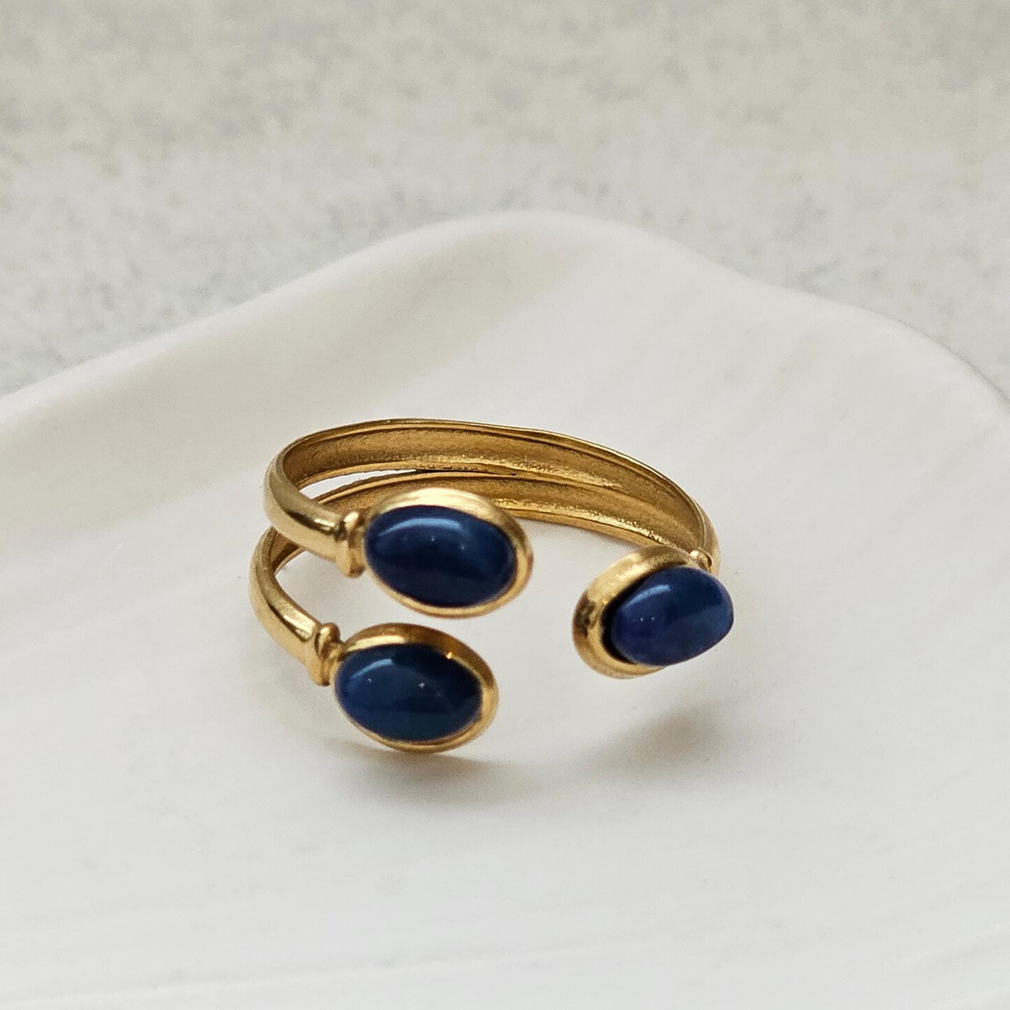 Lapis Lazuli ring, gemstone ring, waterproof jewellery, gifts for her, blue stone ring, September birthstone ring