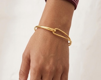 Gold cuff bangle, gold cuff bracelet, gold plated stacking bangles, waterproof jewelry, minimalist jewelry, gifts for her, layering jewelry