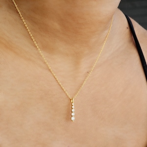 Gold lariat necklace, layering necklace, minimalist gold necklace, dainty necklace, gifts for her, bridesmaid gift, sterling silver necklace