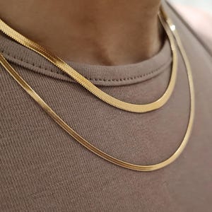 Catena a spina di pesce in oro, collana con catena a serpente, collana a strati, collana impermeabile, collana minimalista, catene delicate, regalo per lei