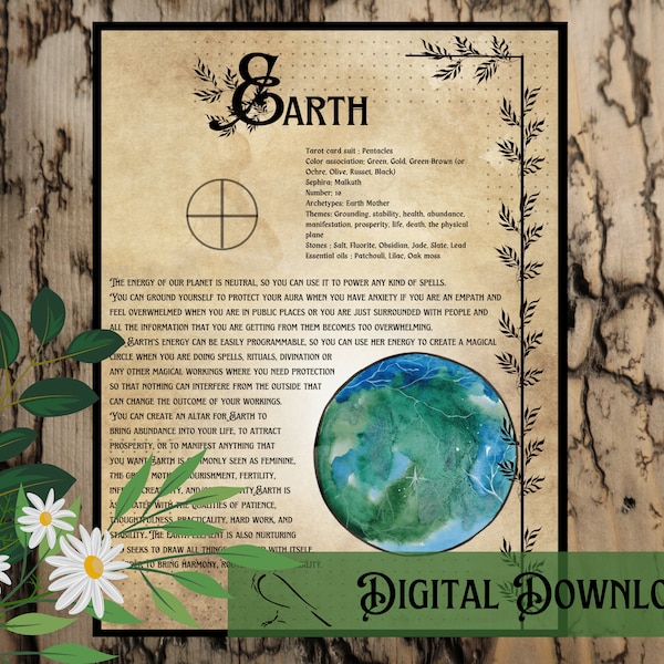 The Planet Earth | Planetary Magical Correspondences | Cosmic Witch |Grimoire Page | BOS | Book of Shadows | Witchcraft | Pagan | Ancient