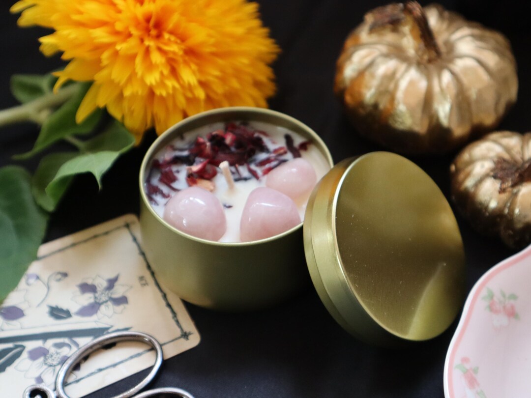 SELF LOVE & GLAMOUR Soy Wax Candle | Ritual Candle With Rose Quartz ...
