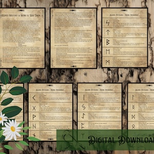 Futhark Runes | Divination Runes | Grimoire Page | BOS Page | Book of Shadows | Witchcraft | Pagan | Ancient | Wiccan | Digital Download