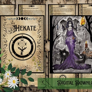 Hekate Goddess Grimoire Pages & Art Print | Printable Pages | Book of Shadows |  Witchcraft | Pagan | Wicca | Beginner Witch